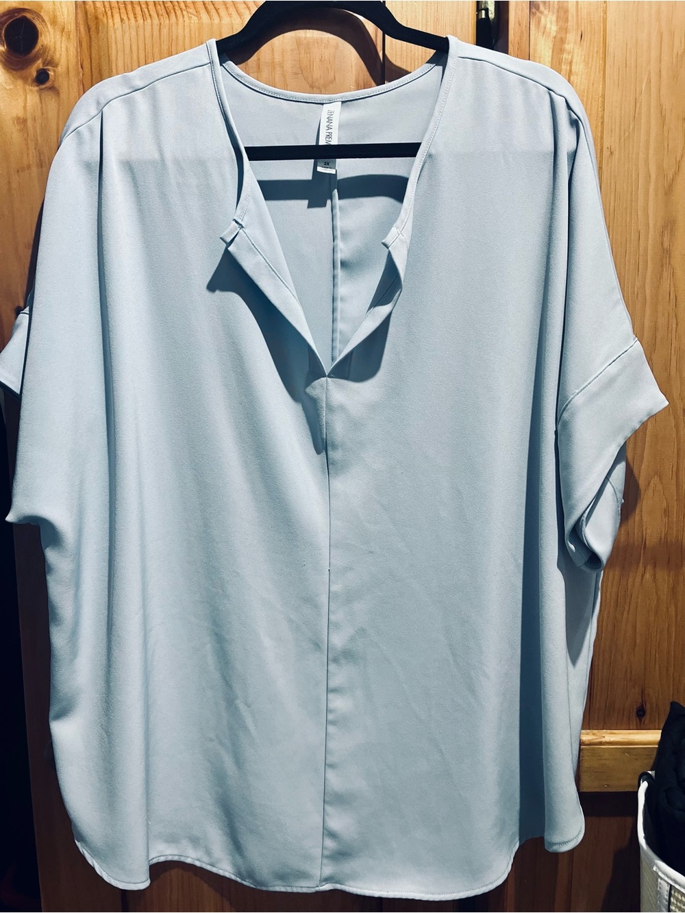 Zenana Outfitters Light Blue V-Neck Relaxed Blouse